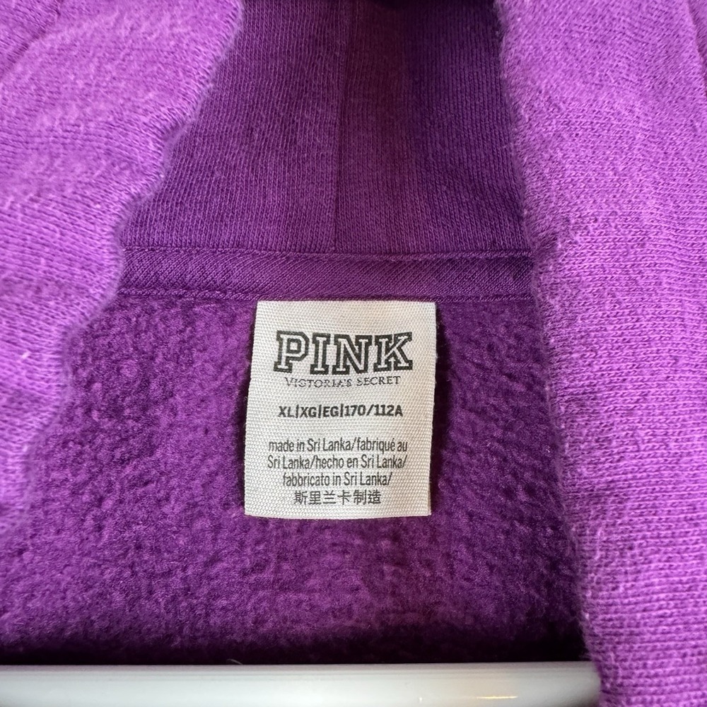 Pink Victorias Secret Fleece Lined Sweater Womens XL Violet Flower Sleeves - Picture 11 of 16